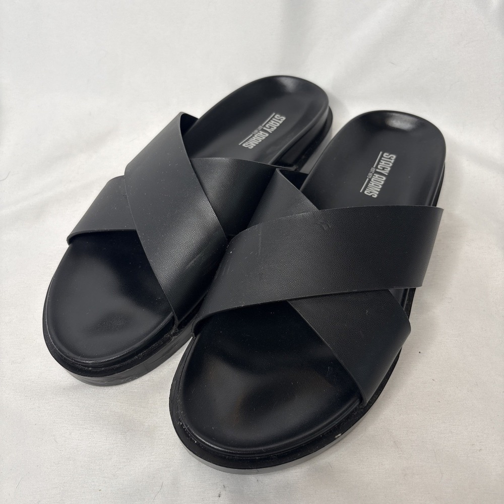 Stacy Adams Men's Size 8M Montel Black Cross Strap Slide‎ Sandals - 25469-001